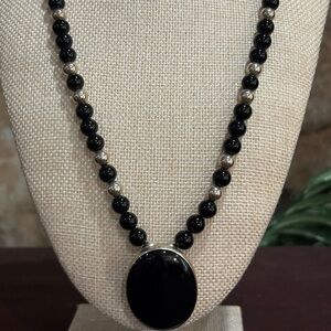 Carol Felley Sterling and onyx necklace